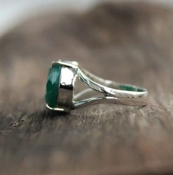 Green Onyx 925 Solid Sterling Silver Handmade Statement Ring