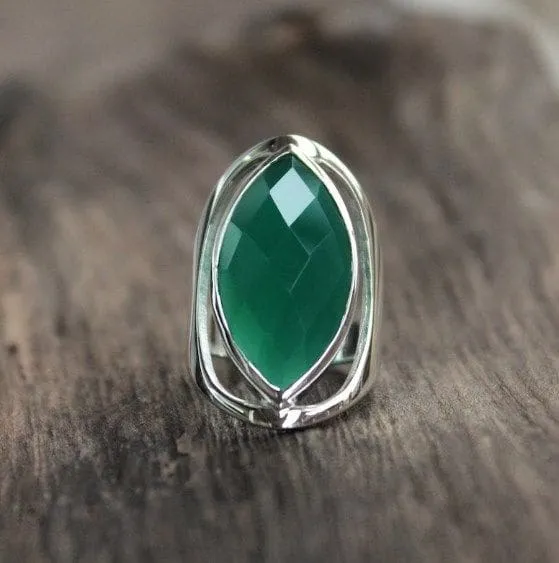 Green Onyx Handmade 925 Sterling Silver Boho Ring