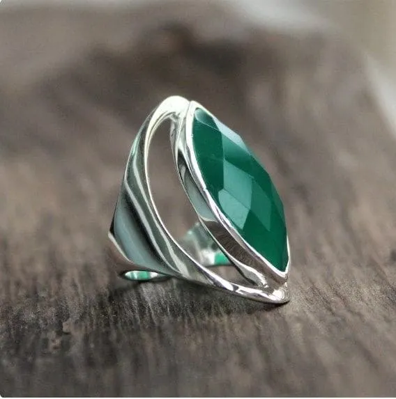 Green Onyx Handmade 925 Sterling Silver Boho Ring