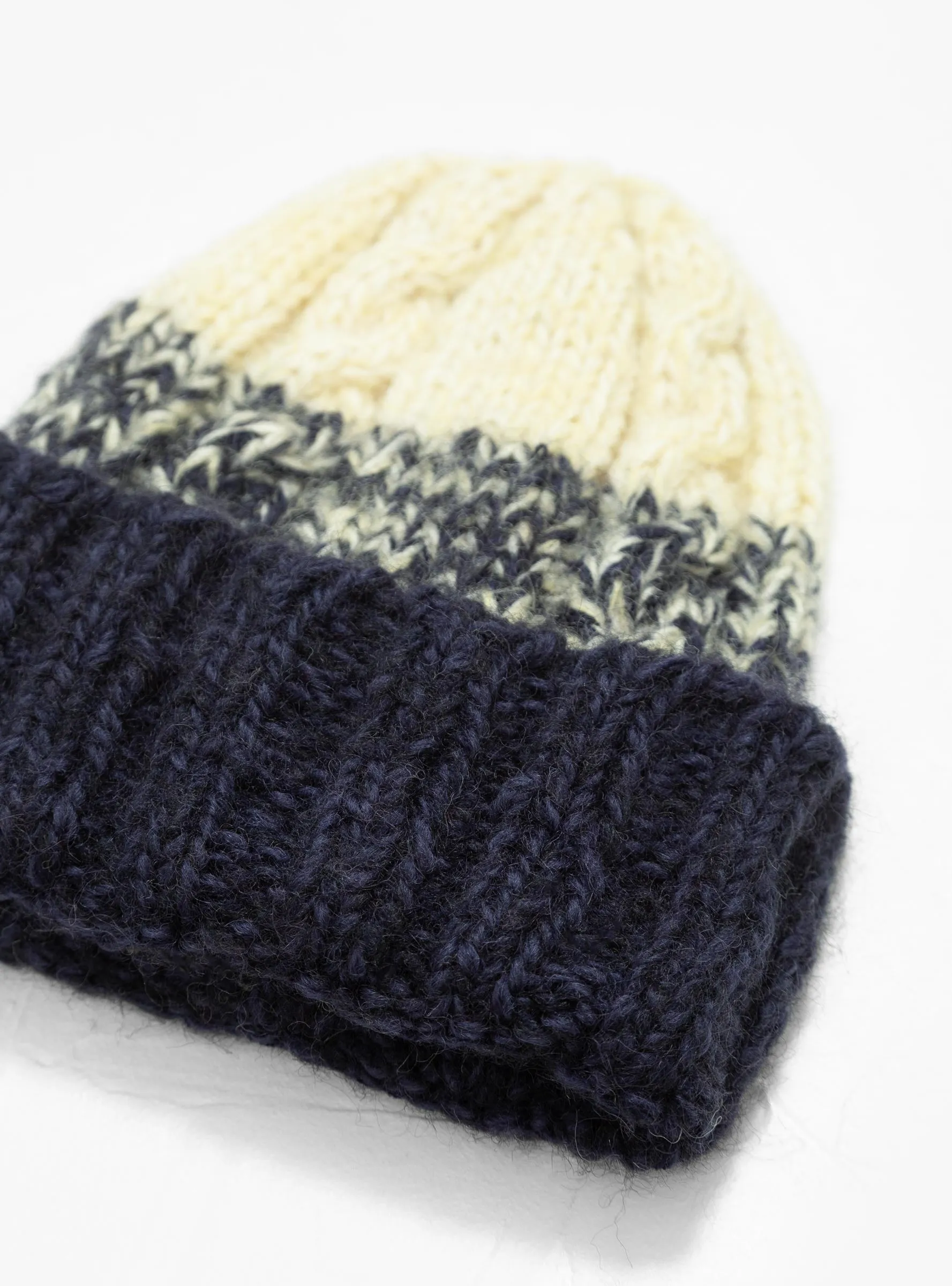 Hand Knit Fisherman Beanie Navy