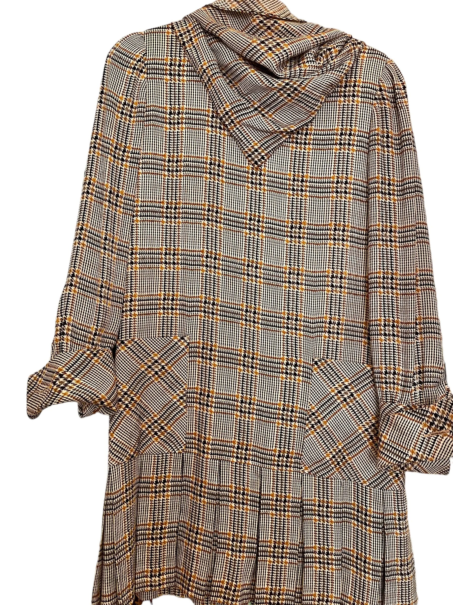 Houndstooth Silk Plaid Dress by Bill Blass