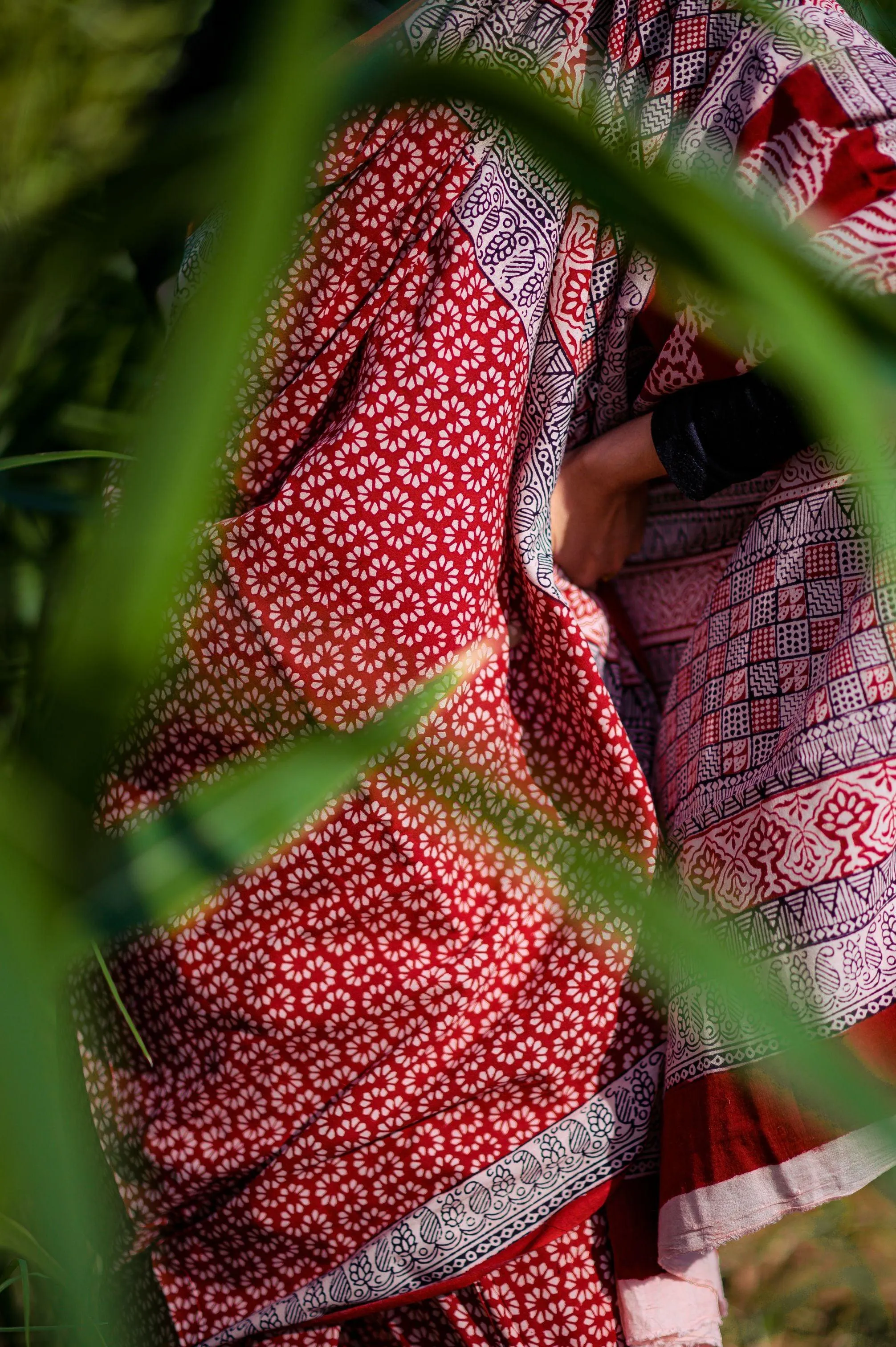 Kaisori Nandana - Leher Bagh handblockprinted cotton saree