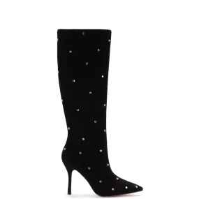 Kate Boot in Black Leather with Swarovski Crystals