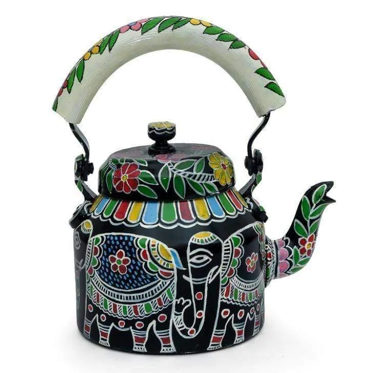 KAUSHALAM HAND PAINTED TEAPOT WHITE ELEPHANT