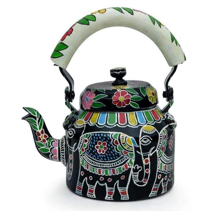 KAUSHALAM HAND PAINTED TEAPOT WHITE ELEPHANT