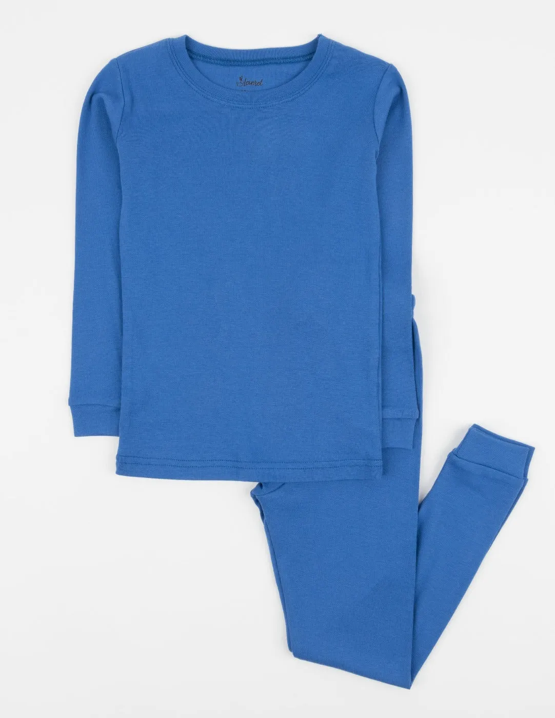 Kids Two Piece Solid Royal Blue Pajamas