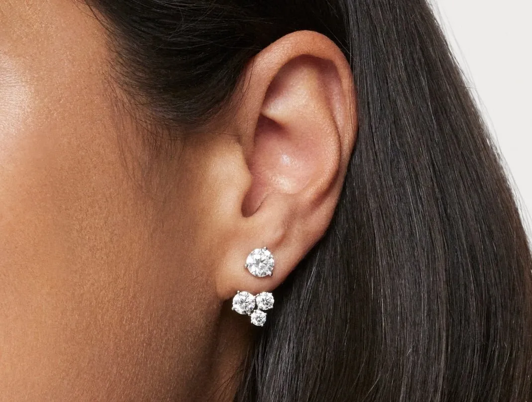 Lab-Grown Diamond 1ct. tw. Round Brilliant Cluster Ear Jacket Earrings | White