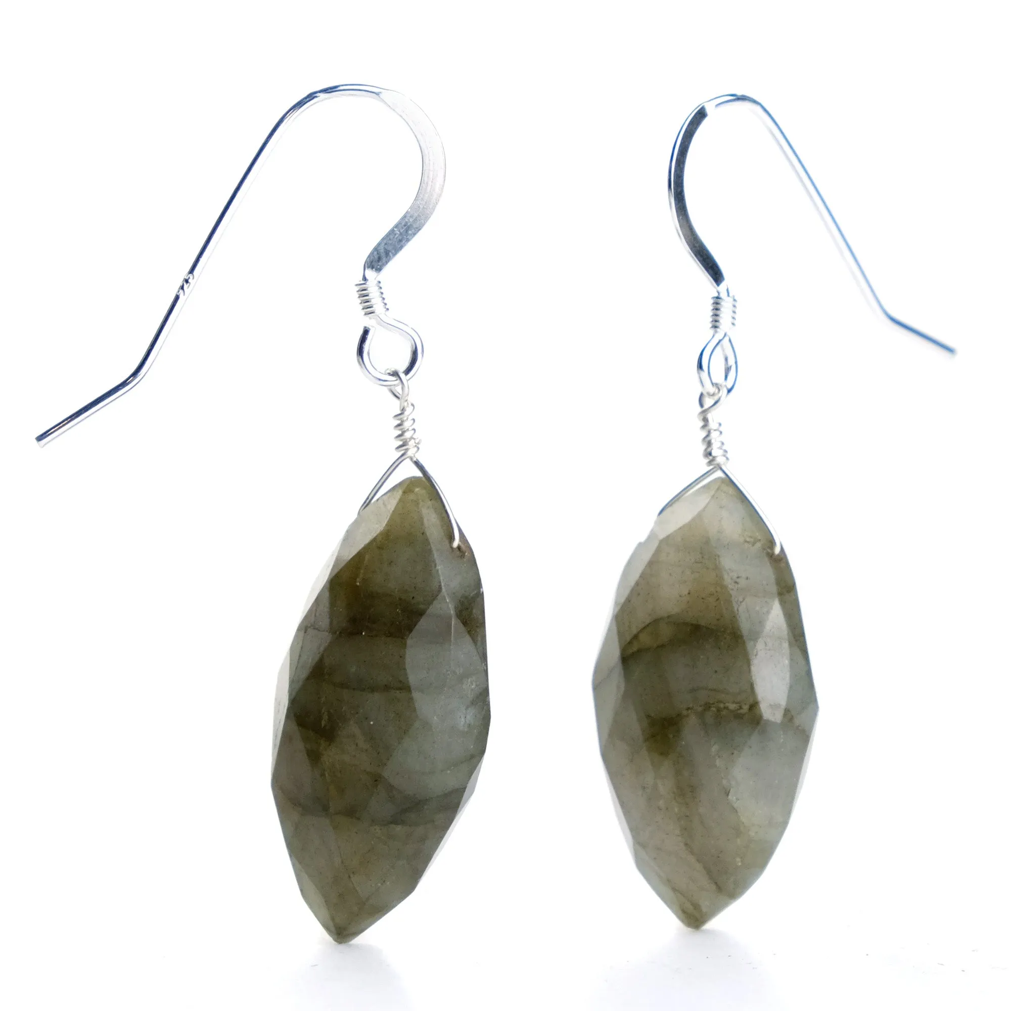 Labradorite Earrings with Sterling Silver French Ear Wires