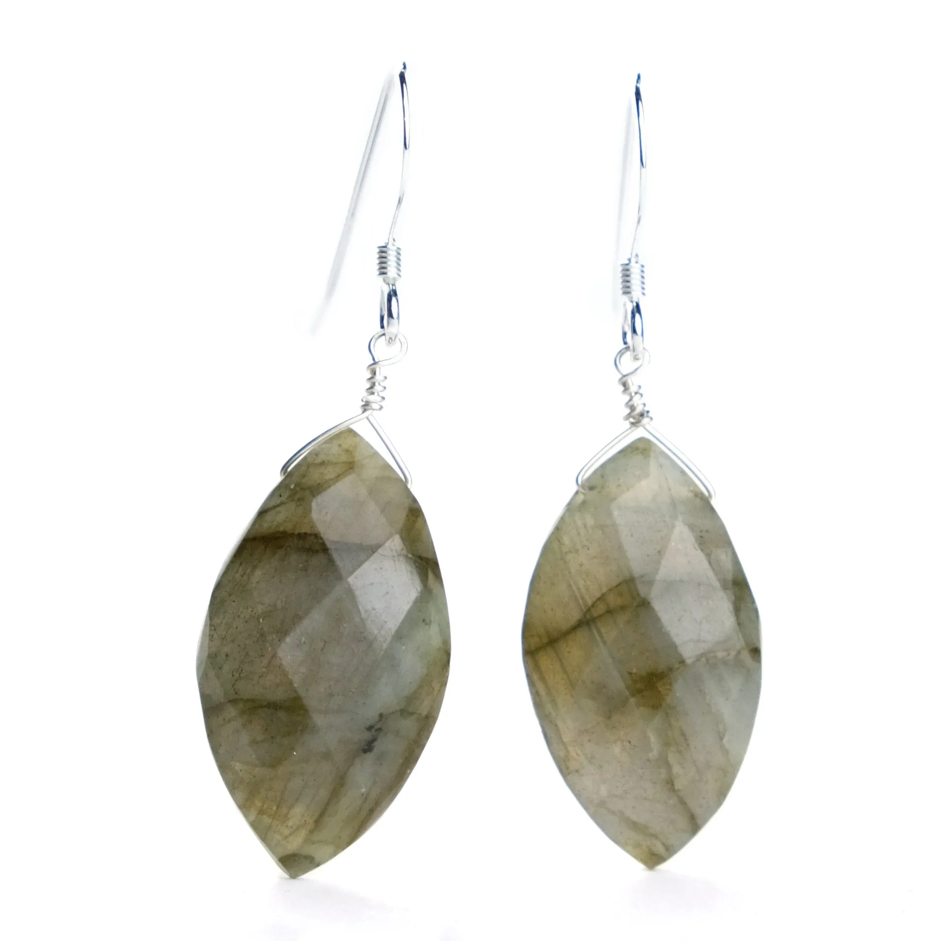 Labradorite Earrings with Sterling Silver French Ear Wires