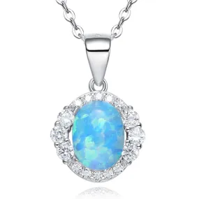 Ladies sterling silver S925 necklace opal crystal fashion Necklace