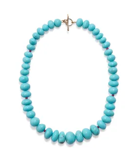 Large Graduated Turquoise & 14k Gold Necklace