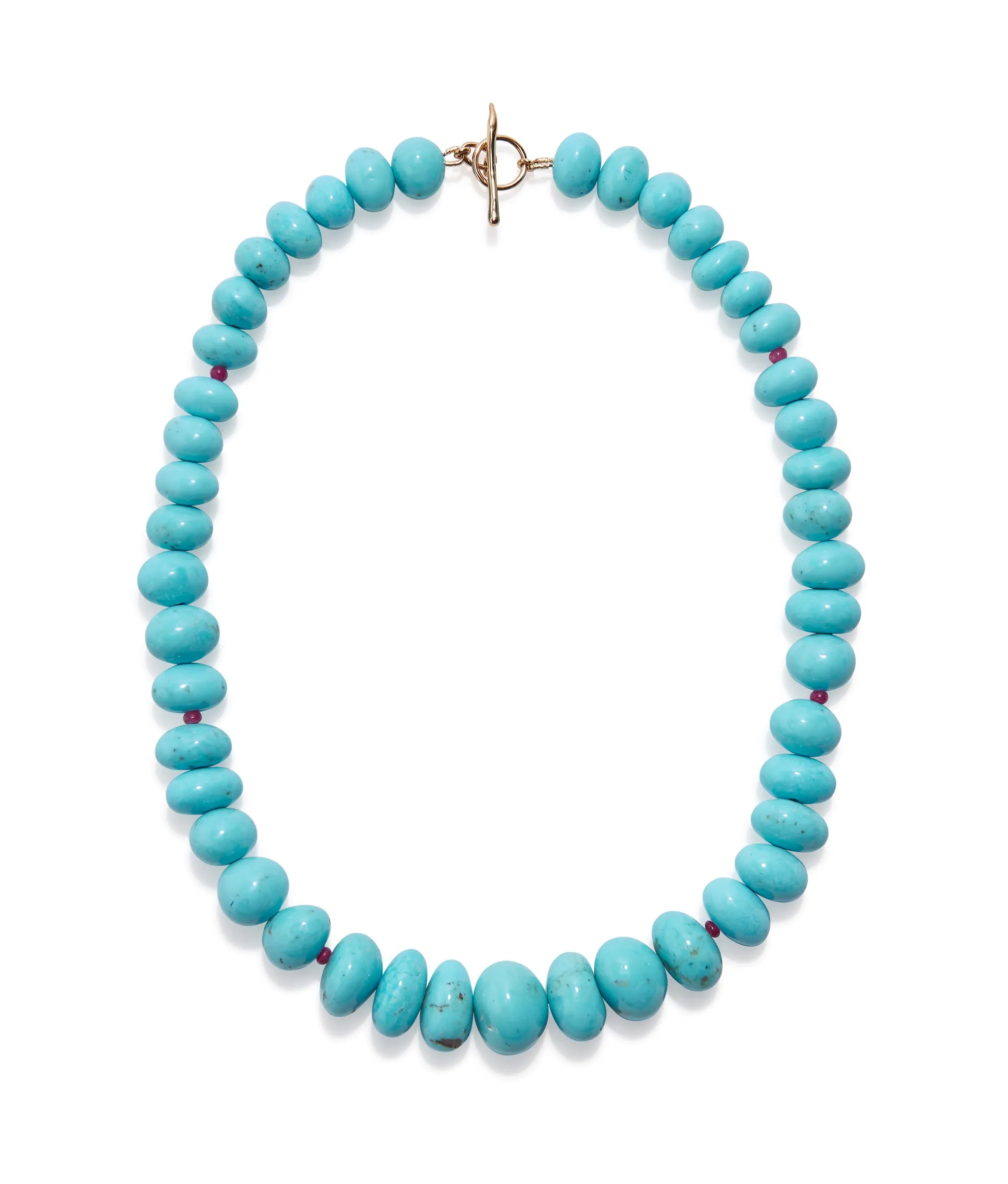 Large Graduated Turquoise & 14k Gold Necklace