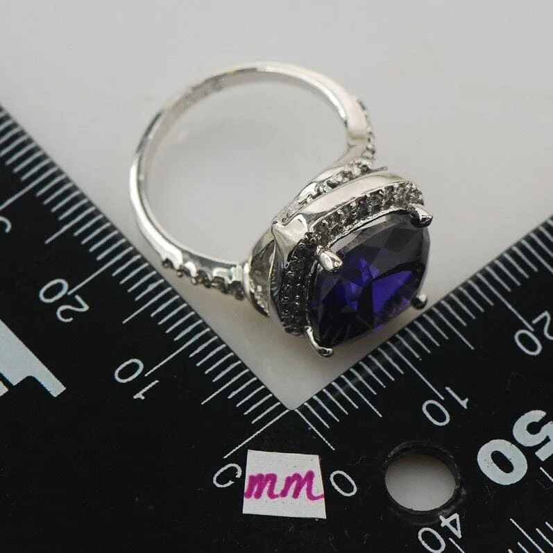 Lovely Uniquely Made Sapphire CZ Fashion Ring - 925 Sterling Silver