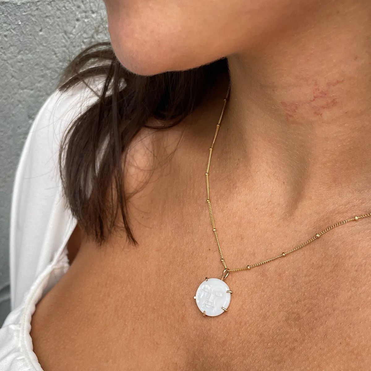 Luminous Moon Face Necklace