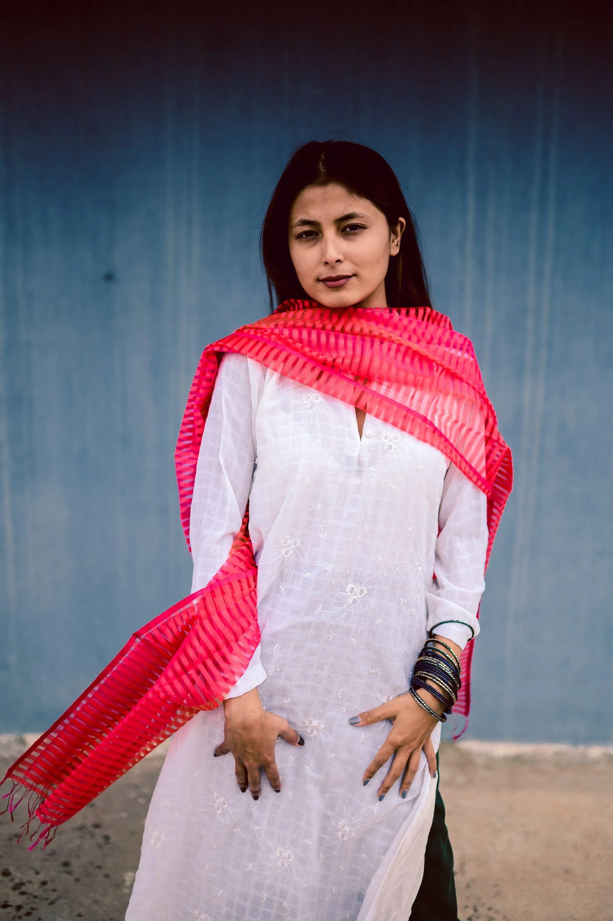 Maheswari handloom stole - Red