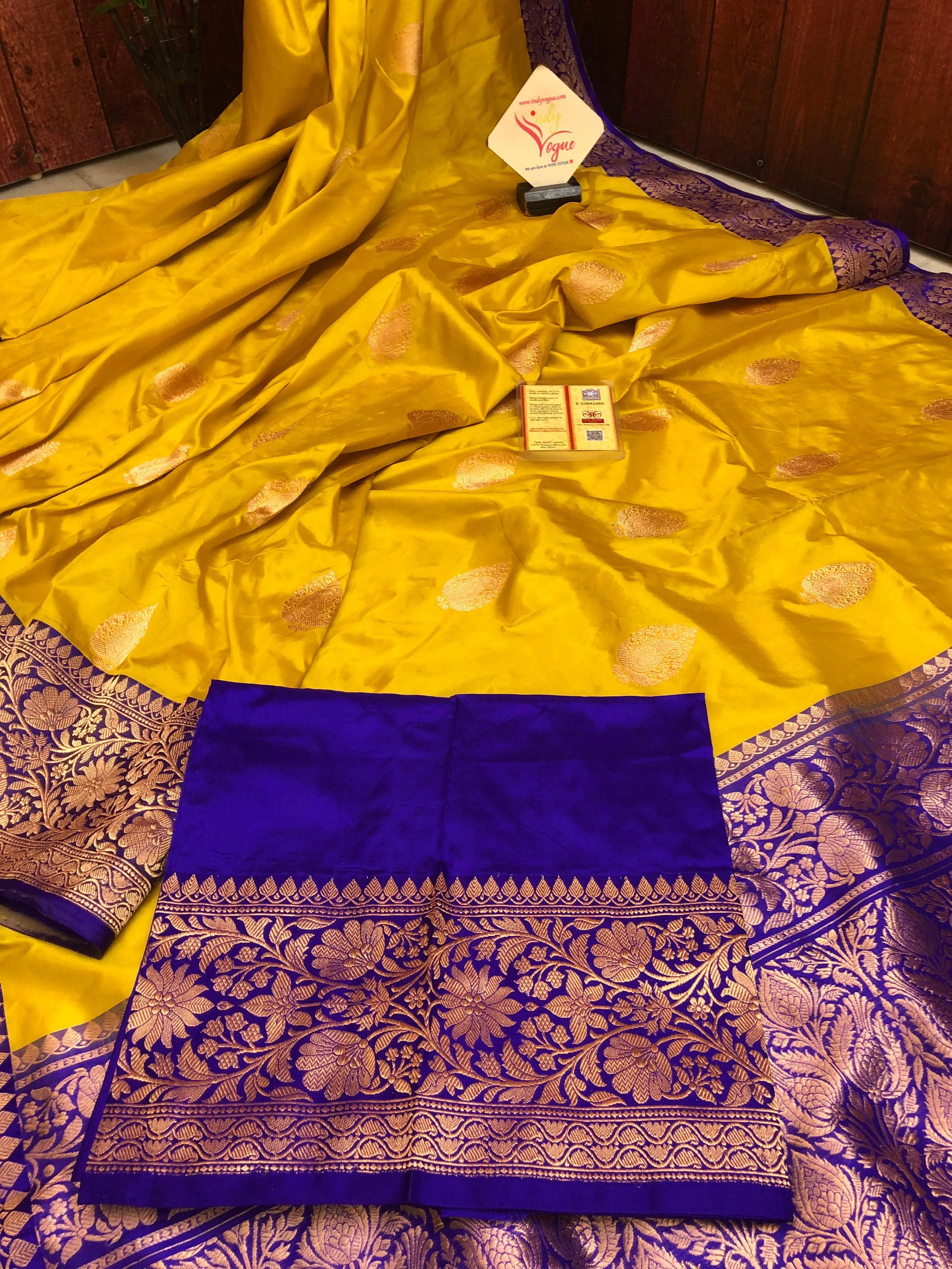 Maize Yellow Color Pure Katan Banarasi Saree