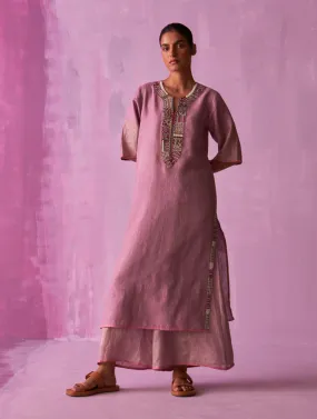 Mato Hand-Embroidered Kurta - Lavender