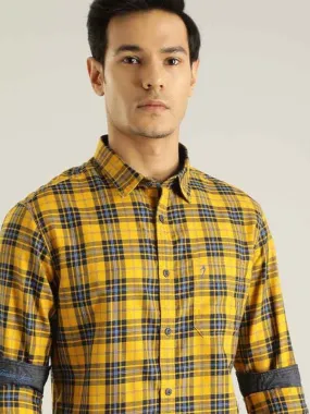 Men Checked Full Sleeve Cotton Blend Shirt