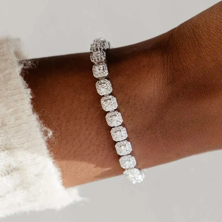 Micro Clustered Tennis Bracelet - White Gold