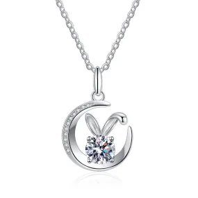 Moon Bunny Moissanite Necklace