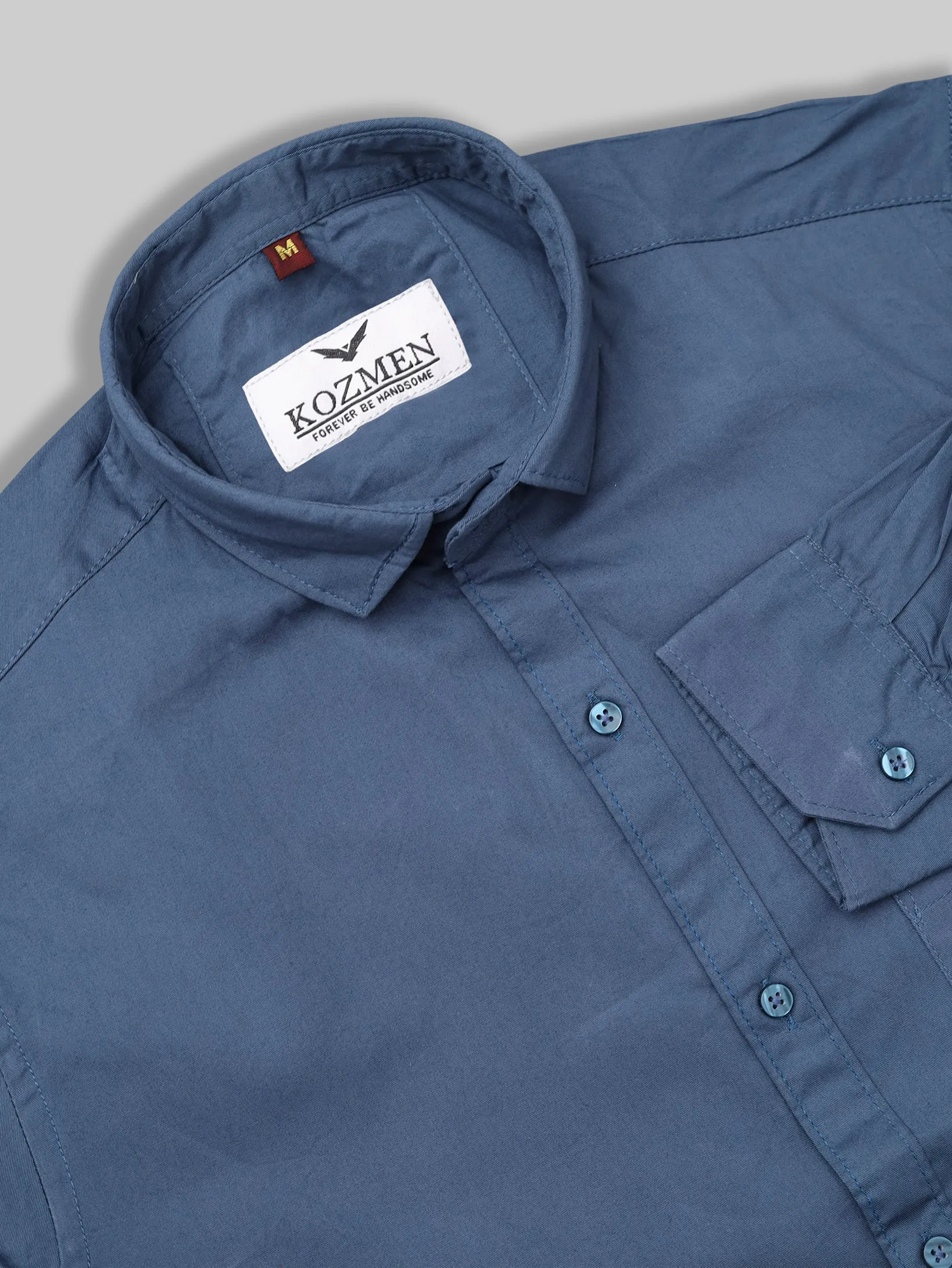 Navy Blue Color Affordable Solid Cotton Shirt