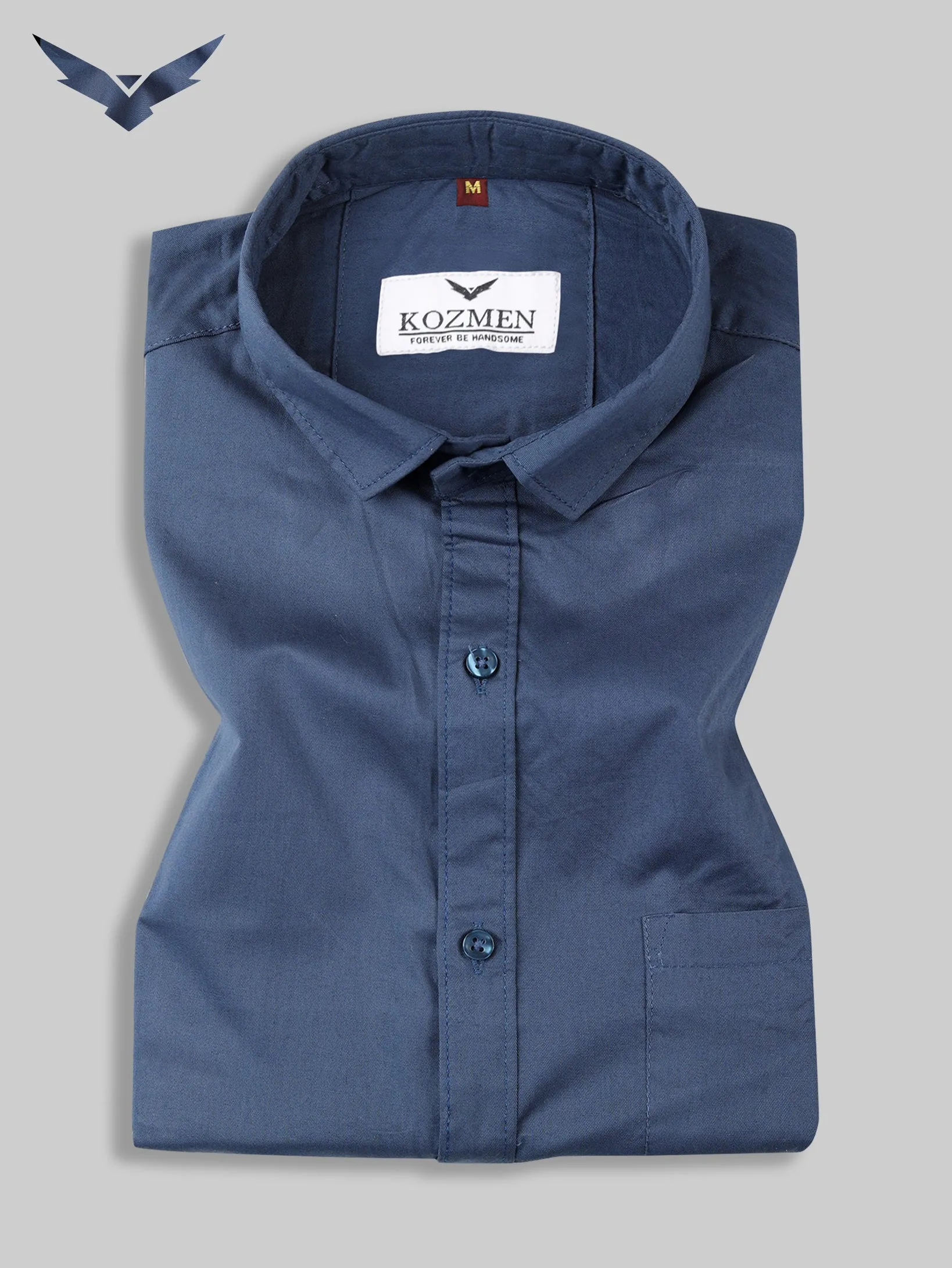 Navy Blue Color Affordable Solid Cotton Shirt