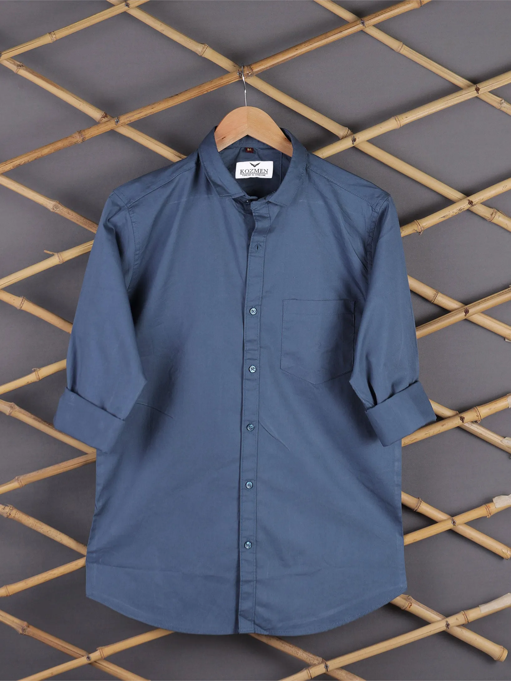 Navy Blue Color Affordable Solid Cotton Shirt