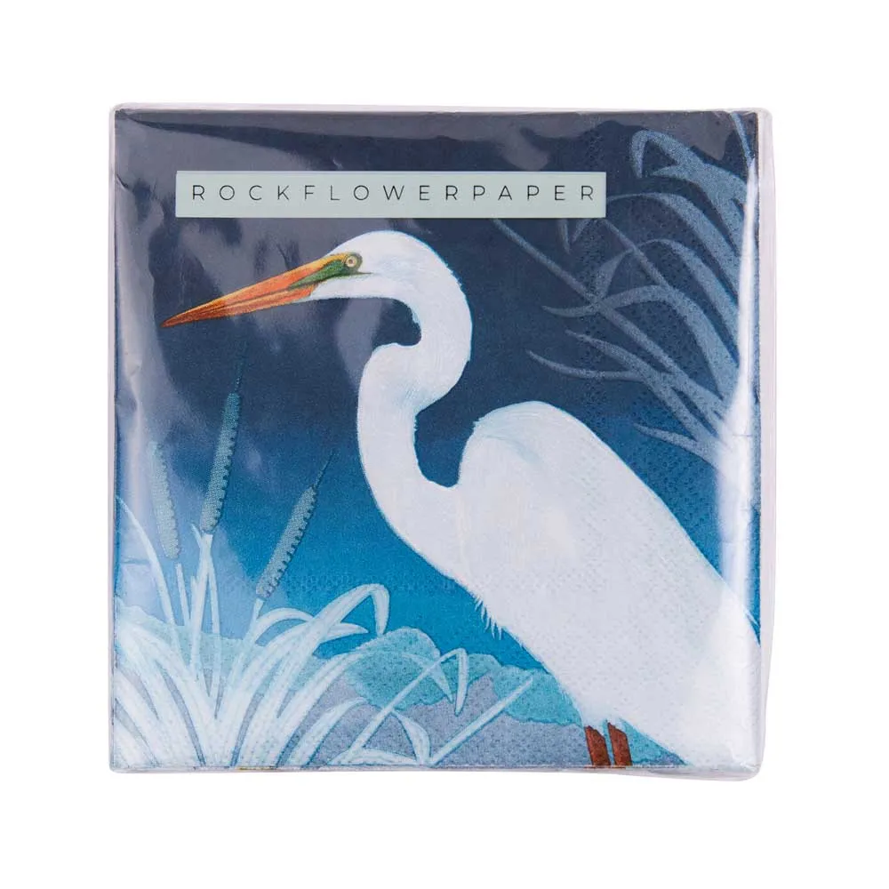 Night Egret Paper Cocktail Napkins (Pack of 20)