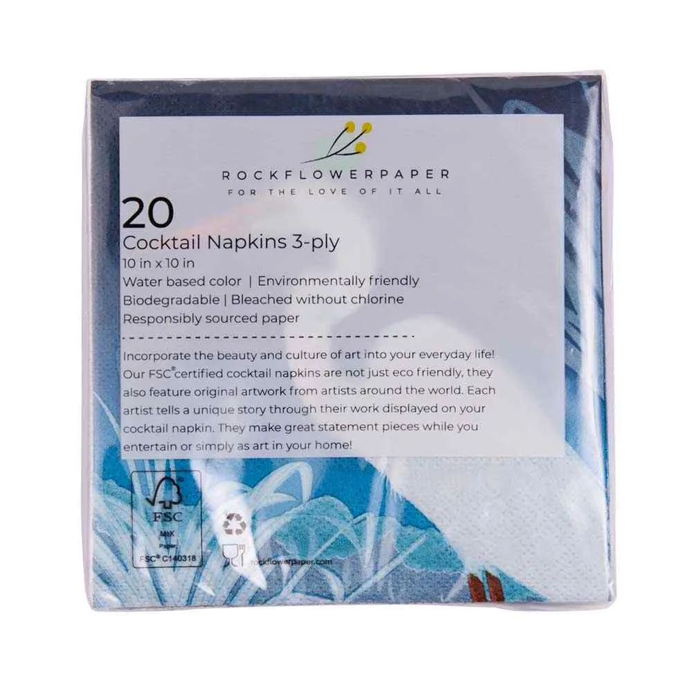 Night Egret Paper Cocktail Napkins (Pack of 20)