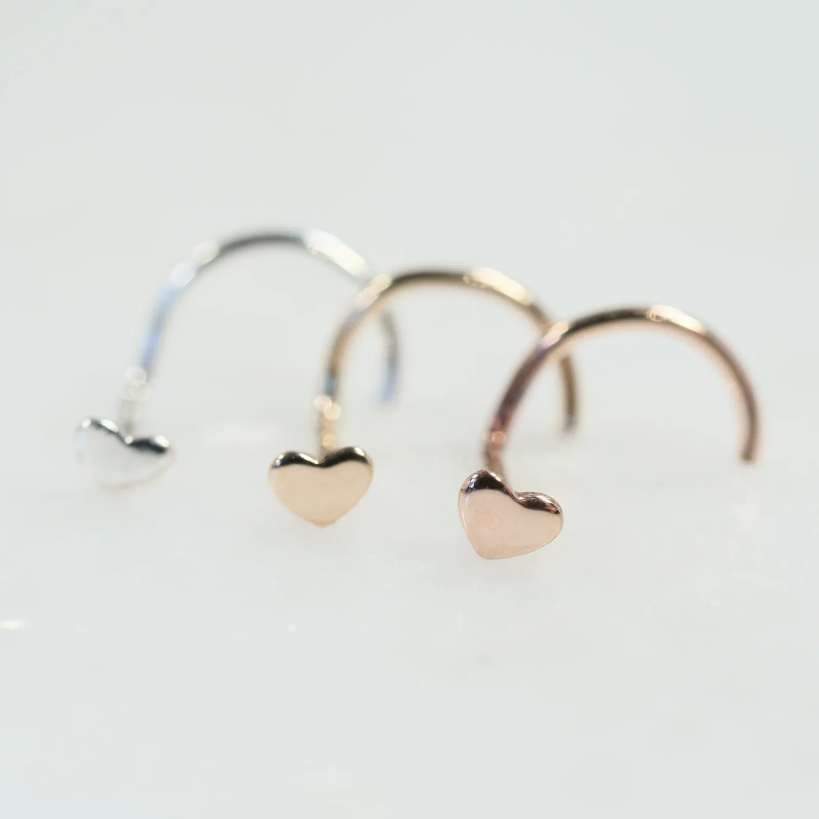 Nose Stud Heart 3mm Choose Your Style and Metal