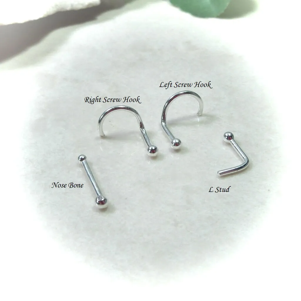 Nose Stud Heart 3mm Choose Your Style and Metal