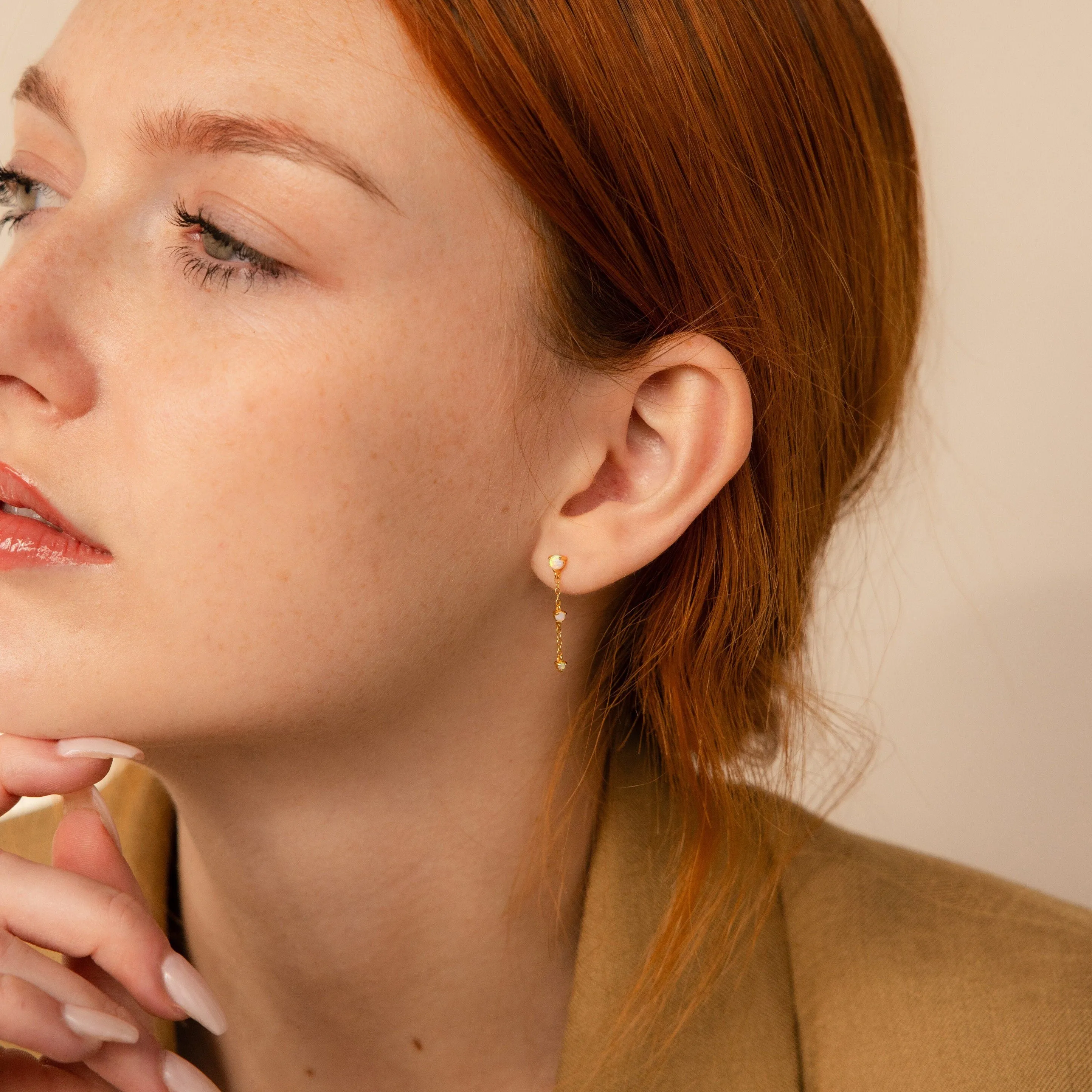 Opal Chain Drop Earrings