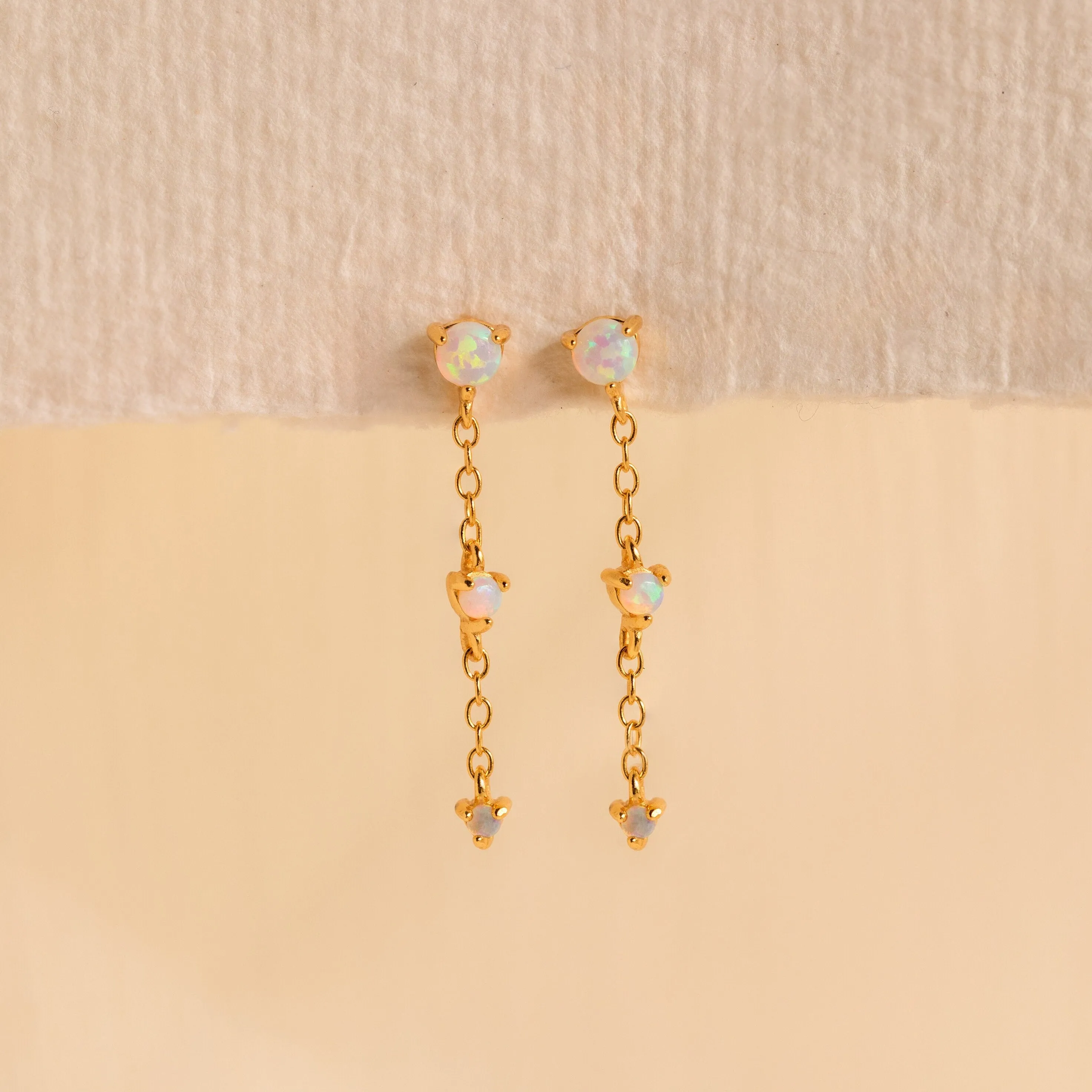 Opal Chain Drop Earrings