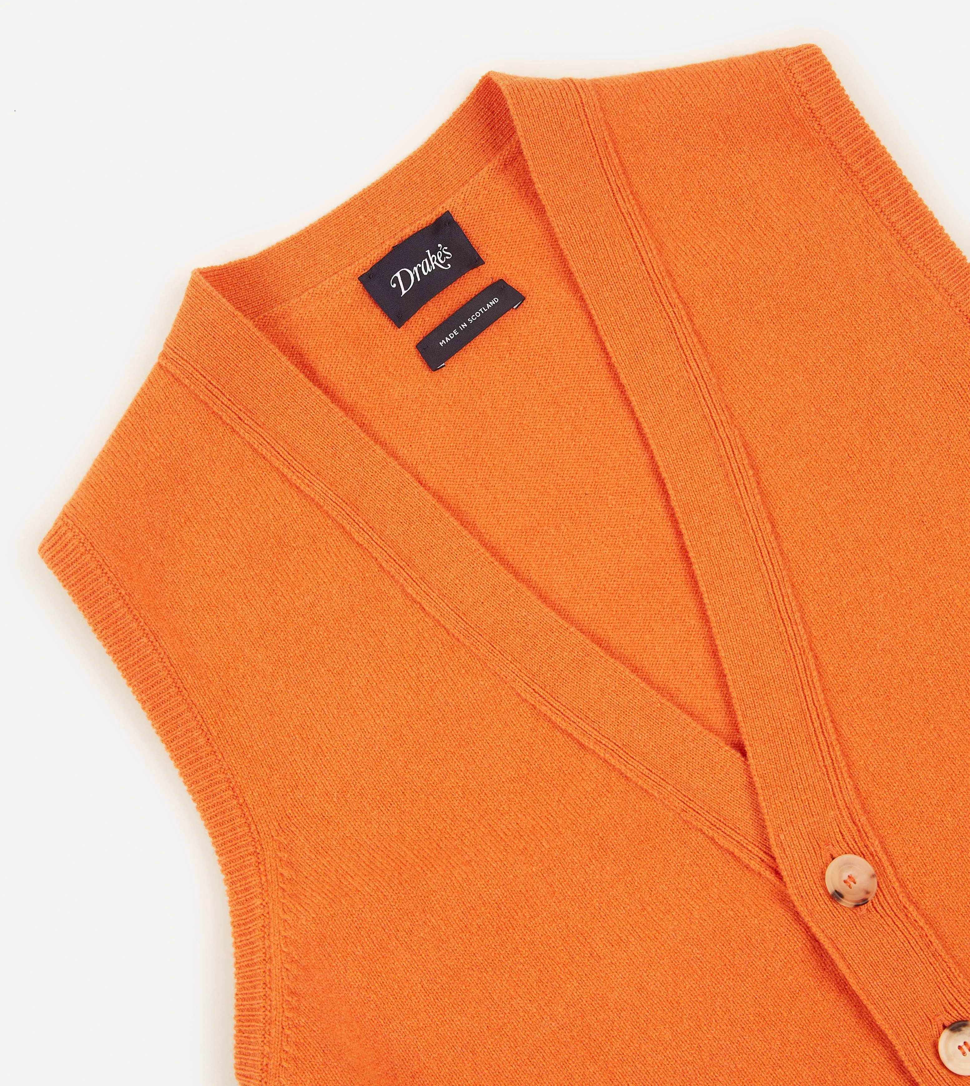 Orange Lambswool Sleeveless Cardigan