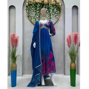 Party wear Blue Designer Sequin Women Kurta Suit