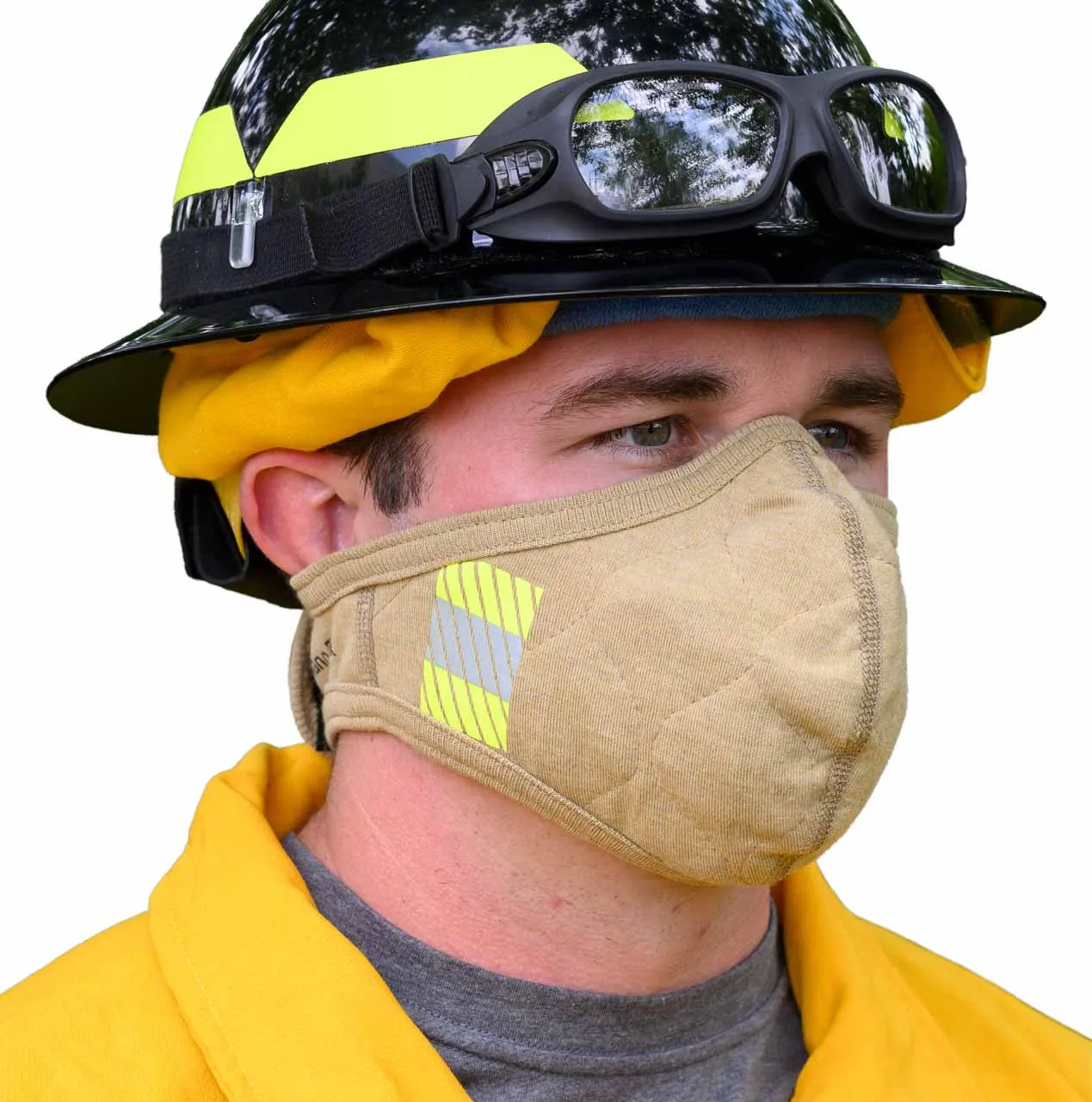 PGI BarriAire Gold FR Face Mask with Wrap Around Strap & Reflective Trim