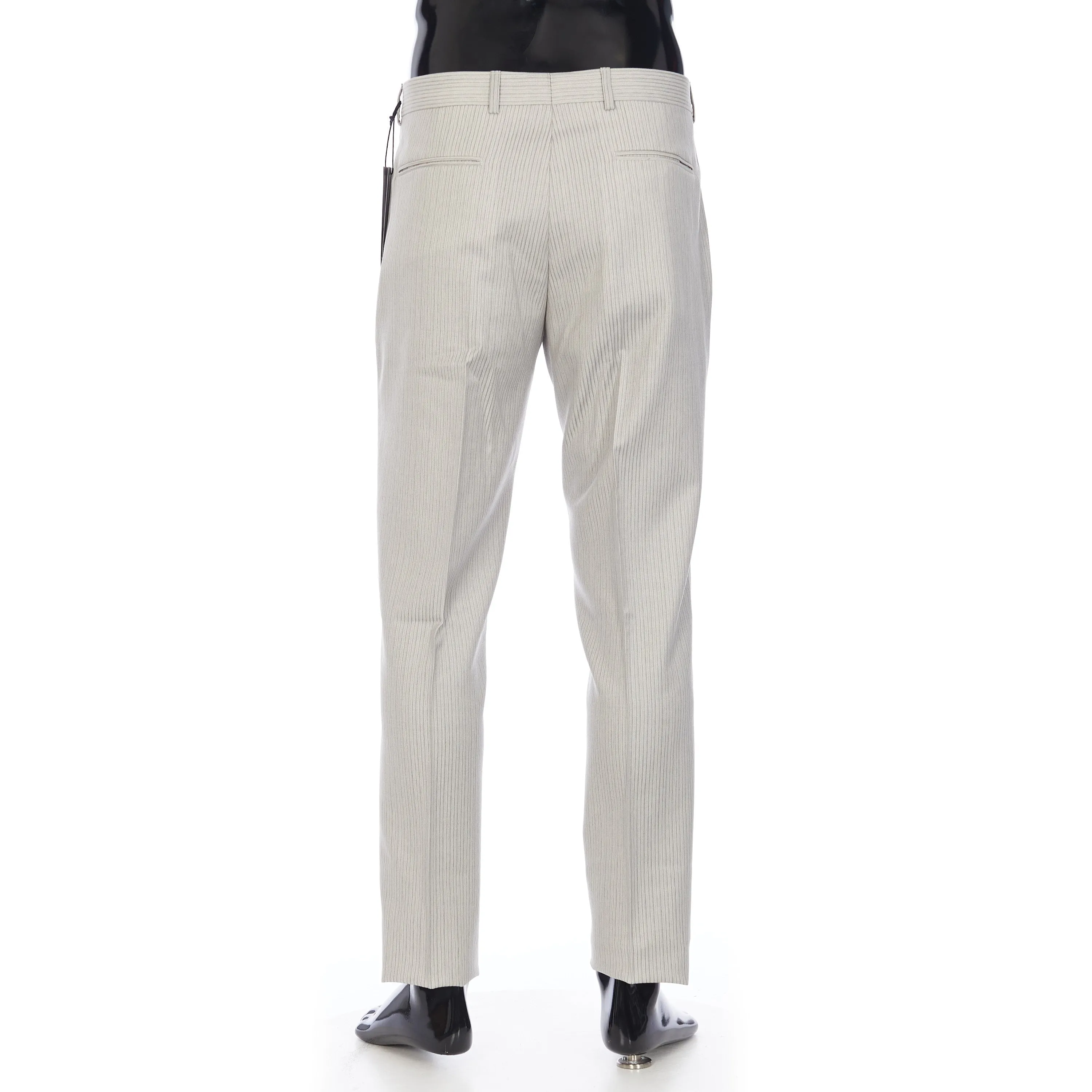 Pinstripe Pants Trousers In Beige Wool Twill