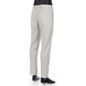 Pinstripe Pants Trousers In Beige Wool Twill