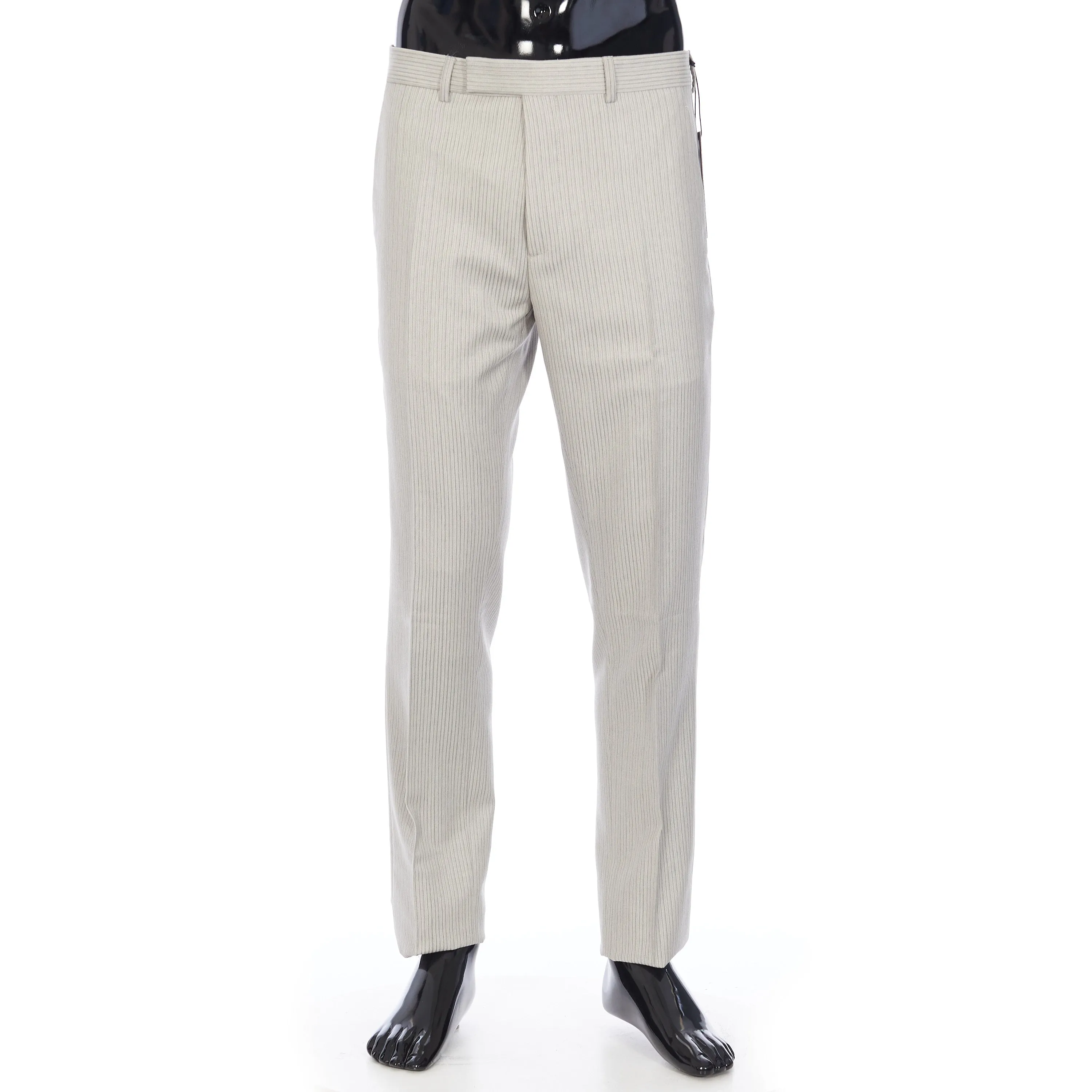 Pinstripe Pants Trousers In Beige Wool Twill