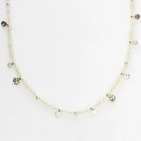 Prehnite Beaded Coin Necklace