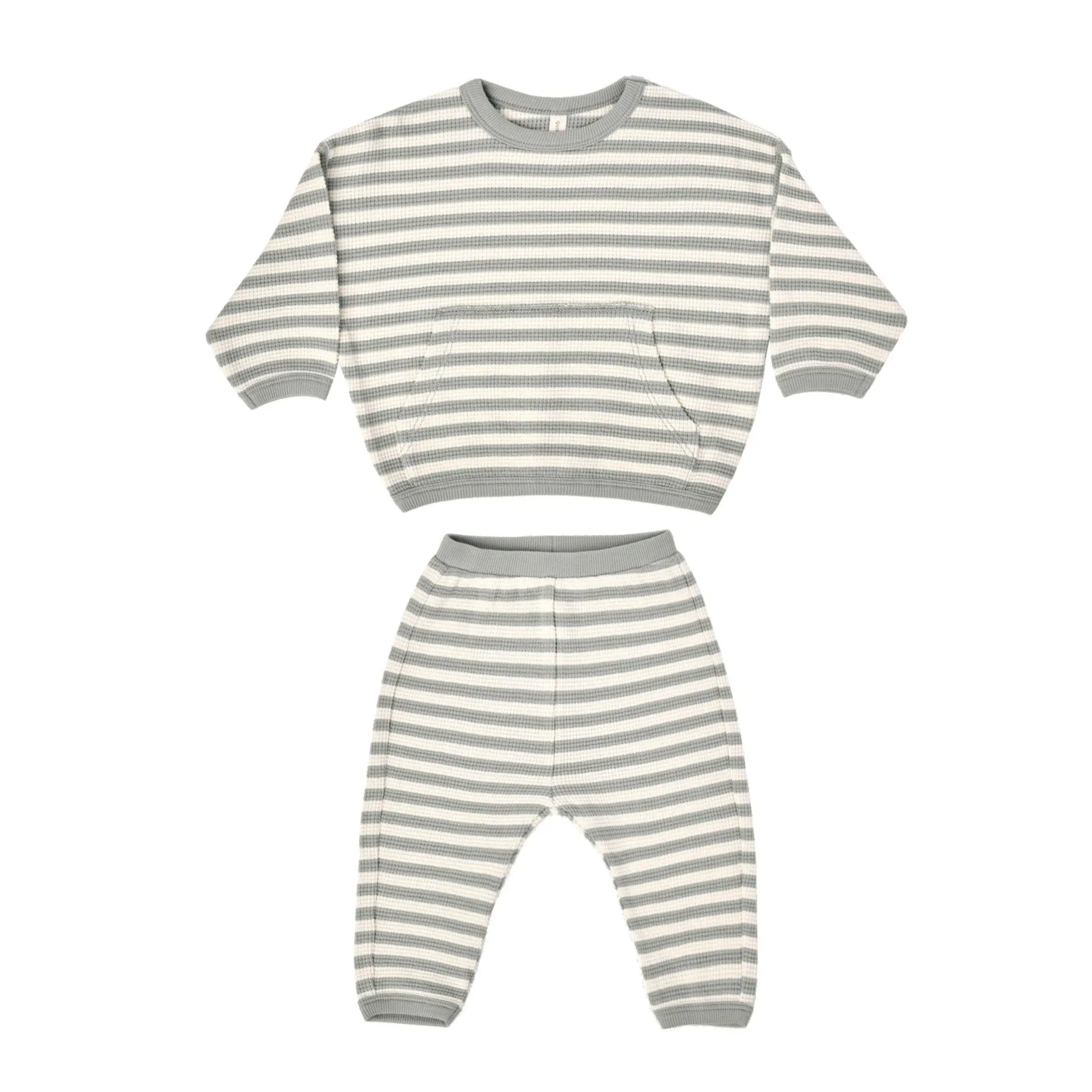 Quincy Mae Baby Waffle Sweat Set _Blue QM107-1233