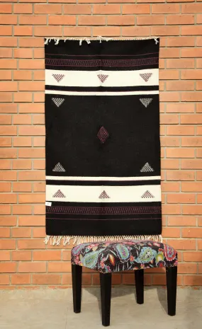 Rajasthan Black Kutch work carpet