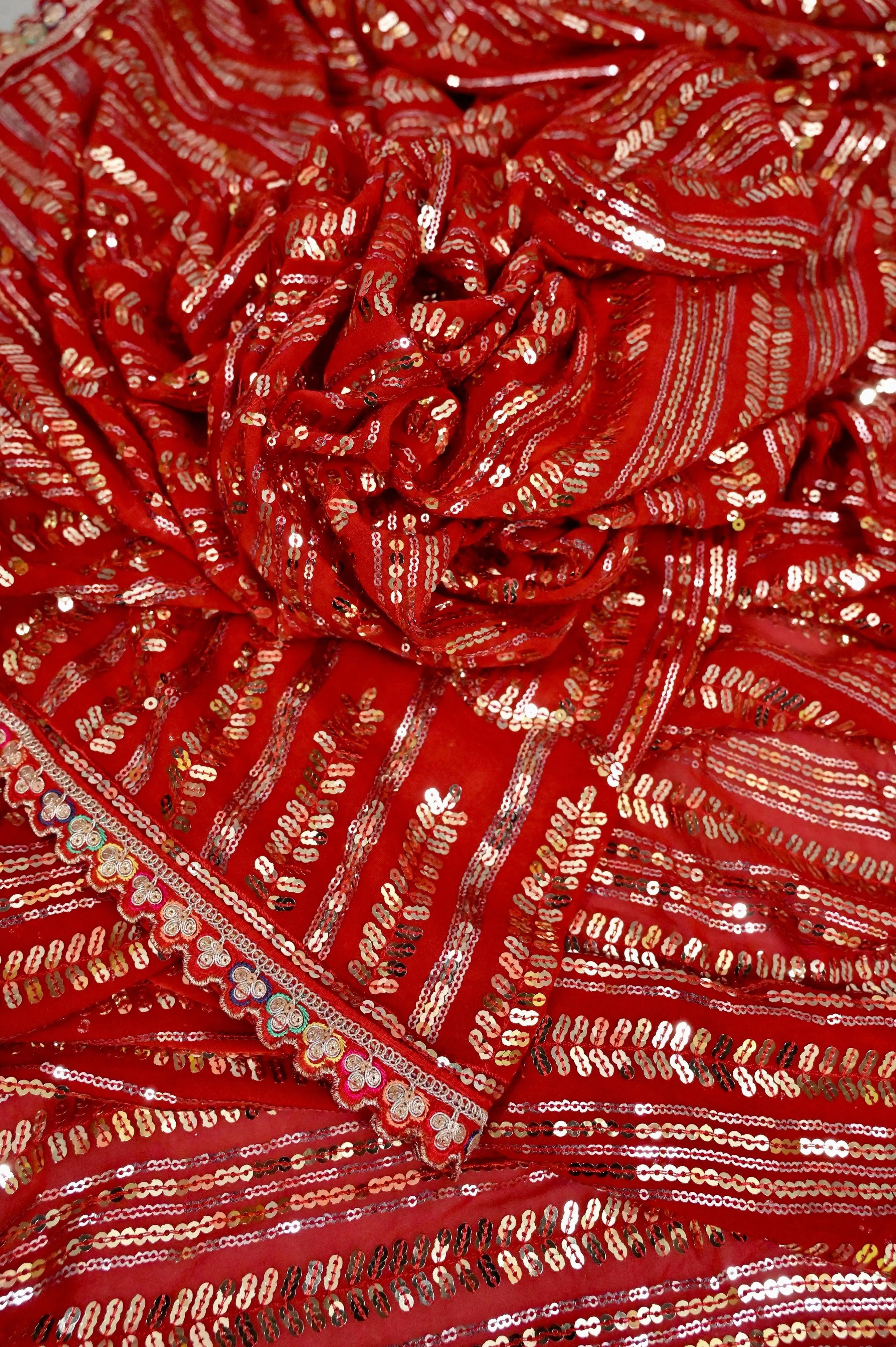 Red Color Designer Georgette Saree with Sequin Weaving and Designer Zari Border