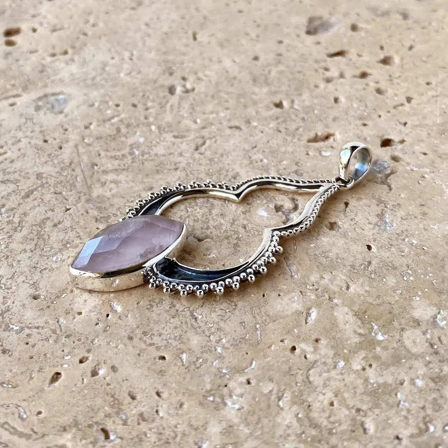 Rose Quartz Marquise Pendant - Taja