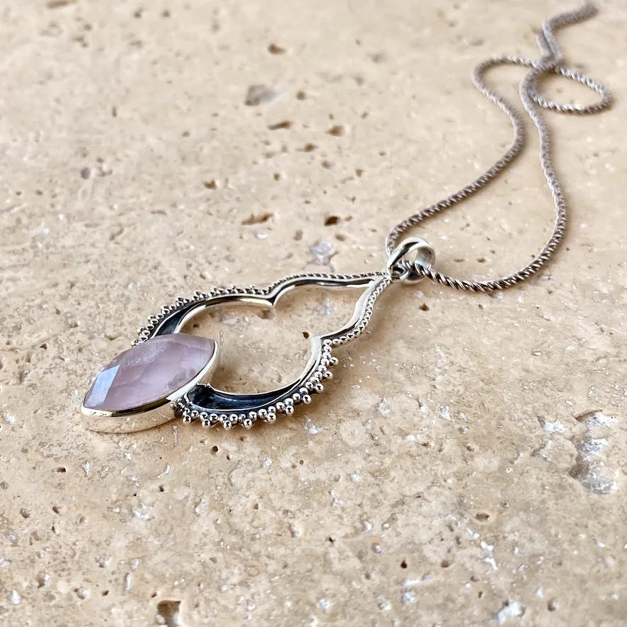 Rose Quartz Marquise Pendant - Taja