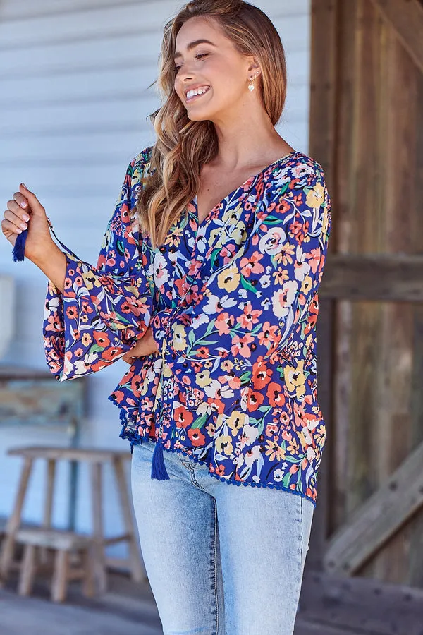 Rue Top Carnation print