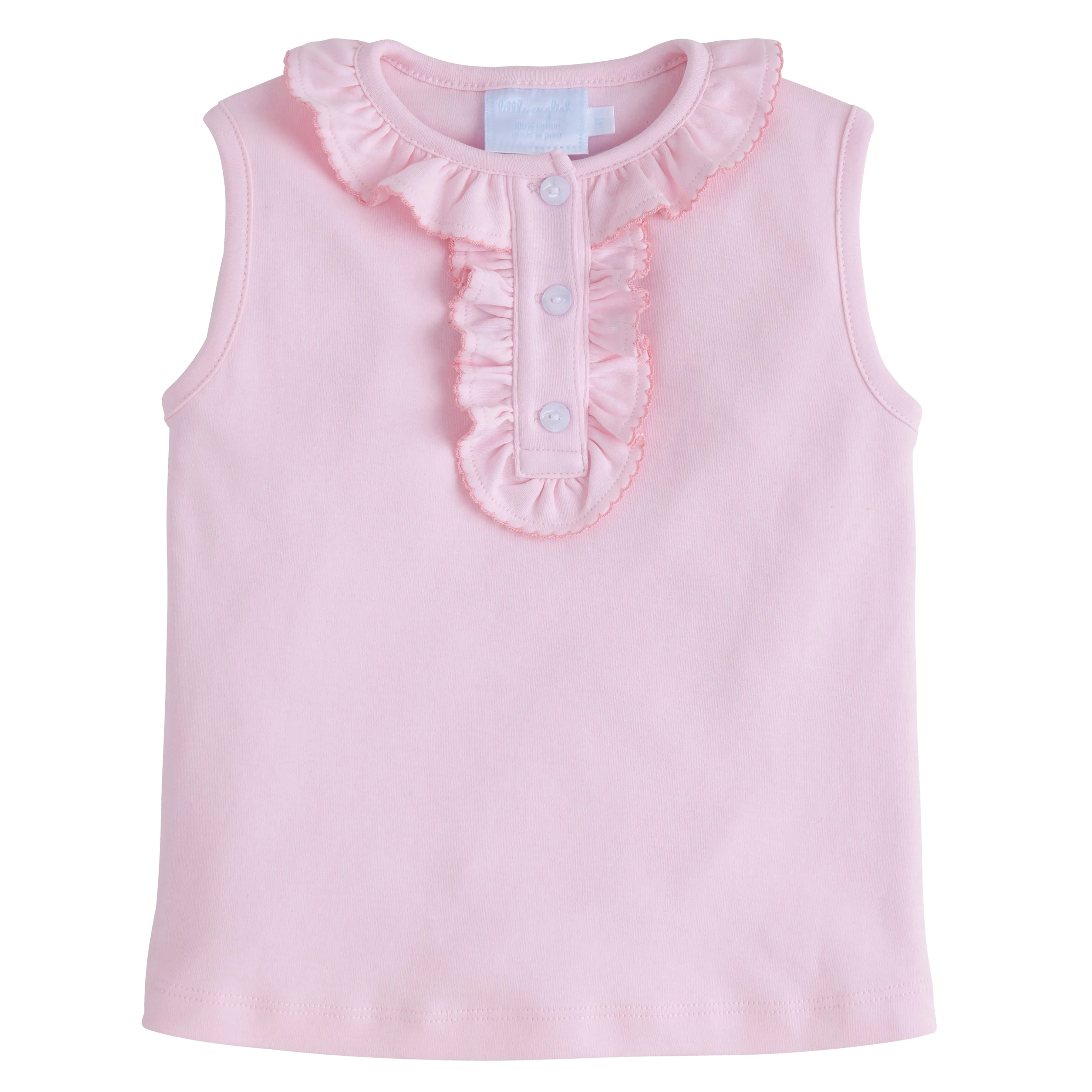 Ruffled Henley - Solid Light Pink