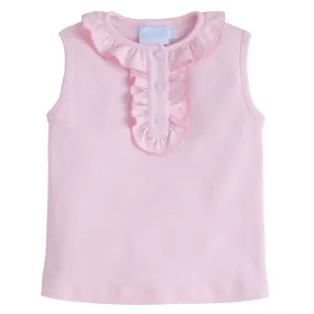 Ruffled Henley - Solid Light Pink