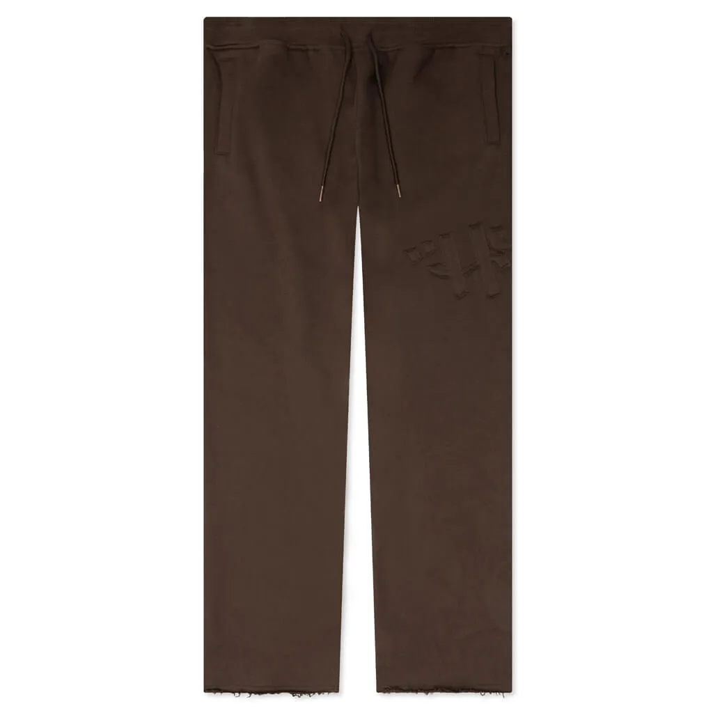 Script Embroidered Sweats - Brown