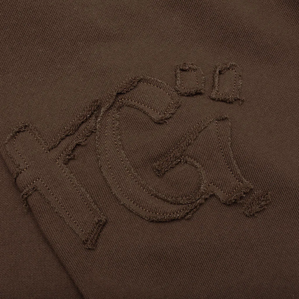 Script Embroidered Sweats - Brown